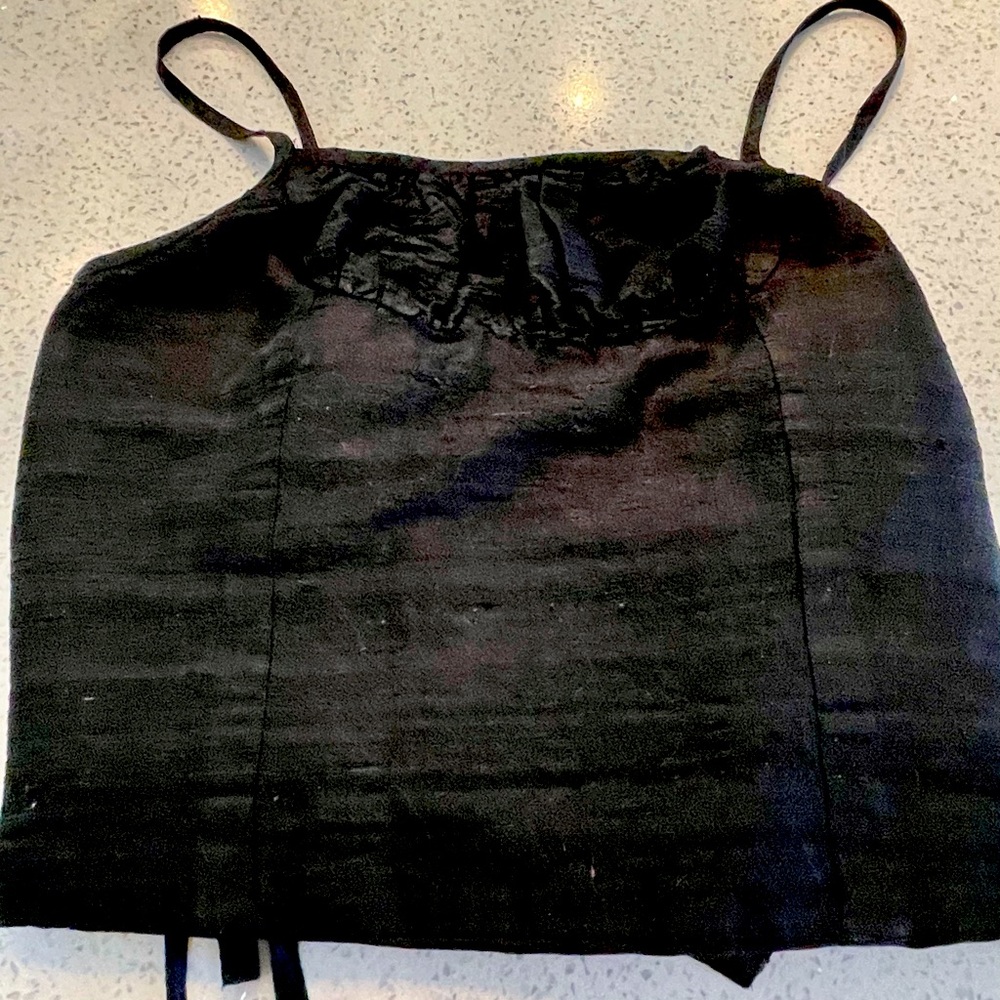 Vintage RAW SILK lined wrap around CROP TOP 🐈‍⬛💓